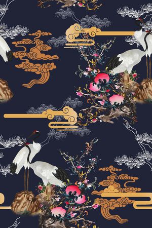 花鸟印花花型图片
