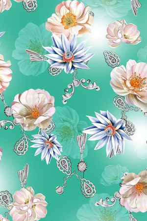 连衣裙印花花型图片