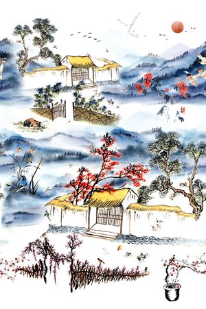 水墨风印花花型图片