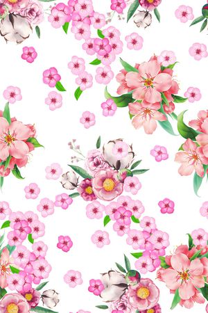 白底花印花花型图片