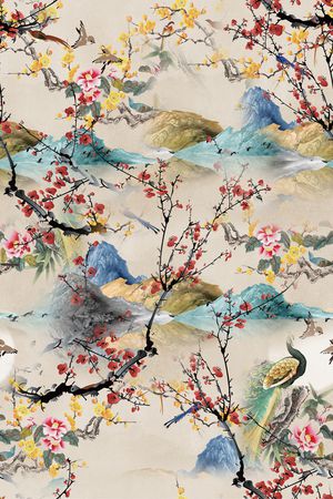 花鸟印花花型图片
