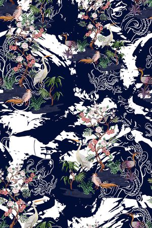 花鸟印花花型图片