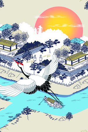 仙鹤印花花型图片