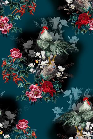 花鸟印花花型图片