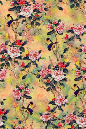 花鸟印花花型图片