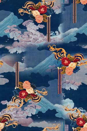旗袍印花花型图片