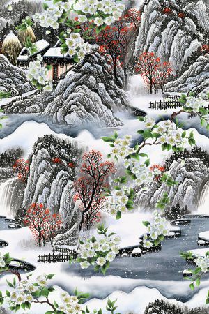 油画花型印花花型图片
