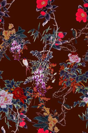 花鸟印花花型图片