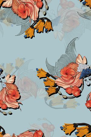 旗袍印花花型图片