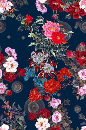 中国风花卉印花花型图片