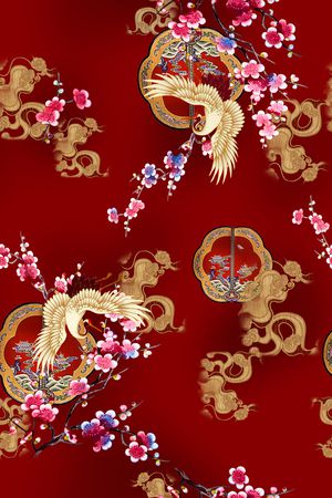 旗袍印花花型图片