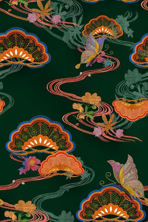 旗袍印花花型图片