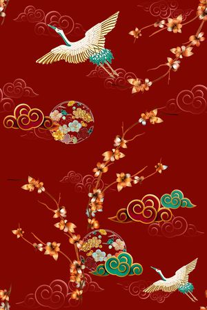 旗袍印花花型图片