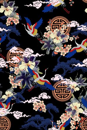 仙鹤印花花型图片