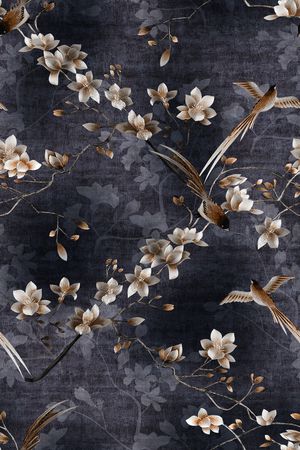 花鸟印花花型图片