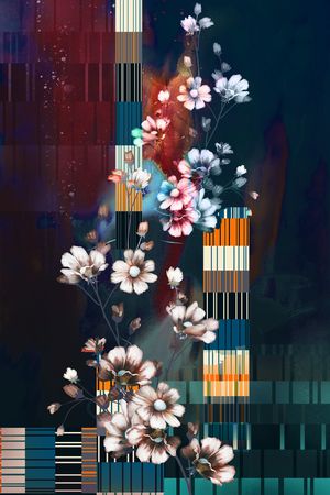 中国风定位花印花花型图片