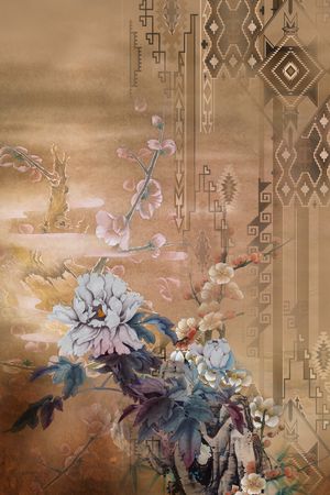 中国风定位花印花花型图片