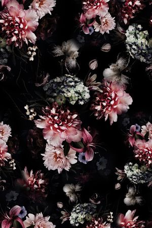 黑底花卉印花花型图片