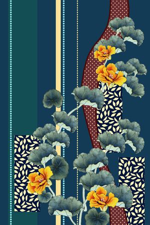线条印花花型图片