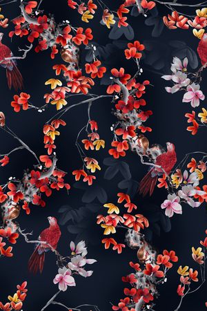花鸟印花花型图片