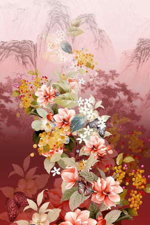 彩底花卉印花花型图片