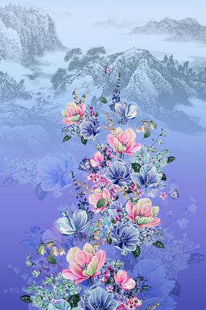 彩底花卉印花花型图片