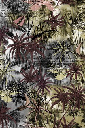 帆船印花花型图片