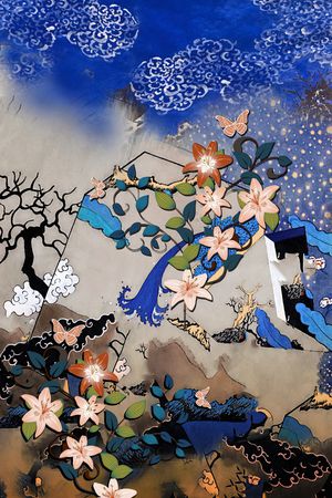 中国风定位花印花花型图片