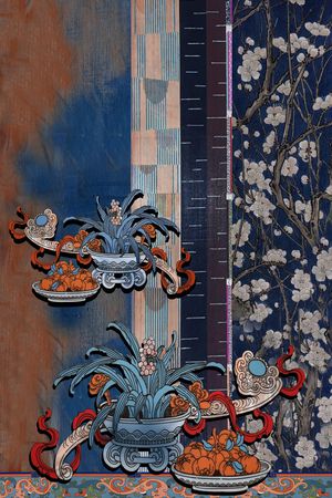 中国风定位花印花花型图片