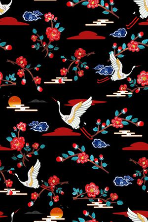 仙鹤印花花型图片