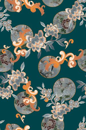 真丝印花花型图片