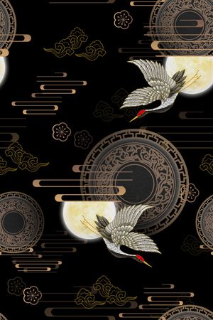 仙鹤印花花型图片