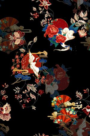 仙鹤印花花型图片