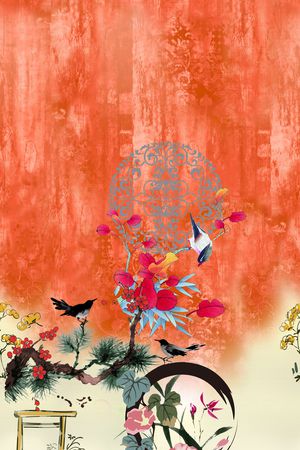 花鸟印花花型图片