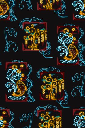 线条画印花花型图片