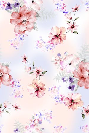 清爽底花卉印花花型图片