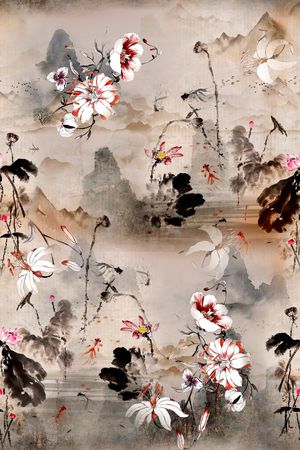 民族花卉印花花型图片
