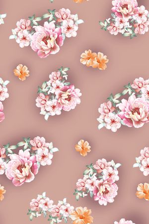 清爽底花卉印花花型图片