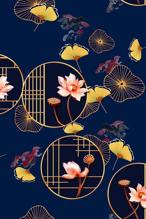 彩底花卉印花花型图片