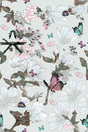 荷花印花花型图片