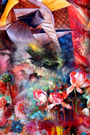 油画花型印花花型图片
