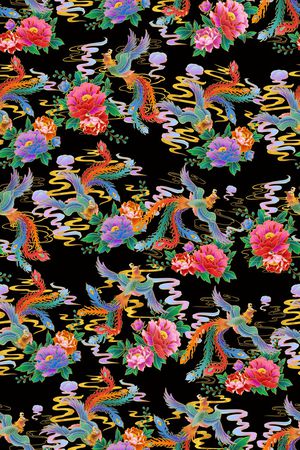 花鸟印花花型图片