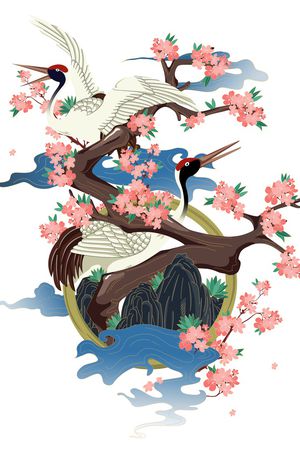 仙鹤印花花型图片