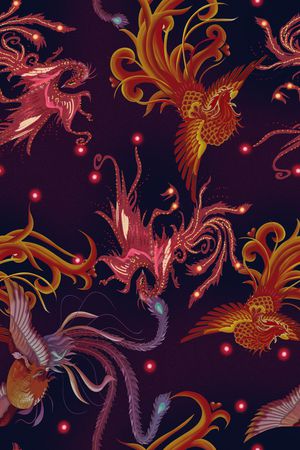 凤凰印花花型图片