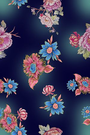 中国风花卉印花花型图片