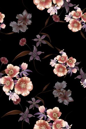 绿植树叶印花花型图片