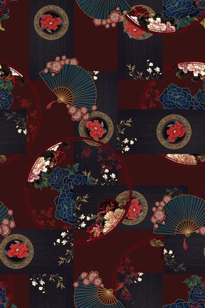 扇子印花花型图片