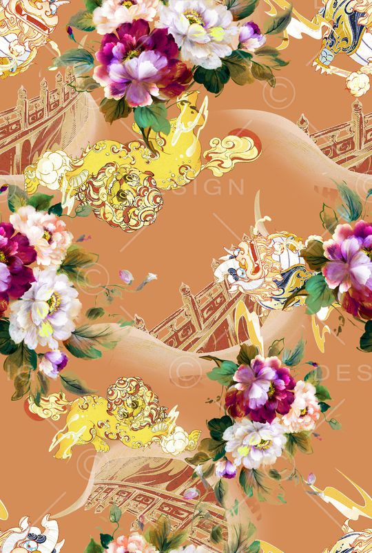 中国风印花花型图片
