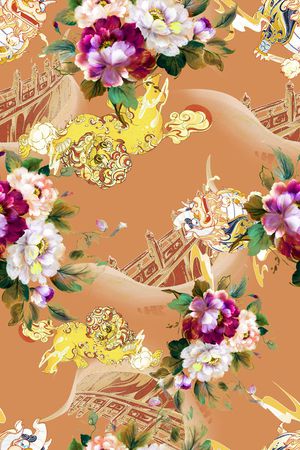 中国风印花花型图片