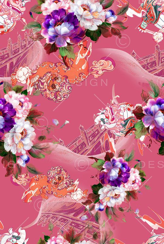 中国风印花花型图片